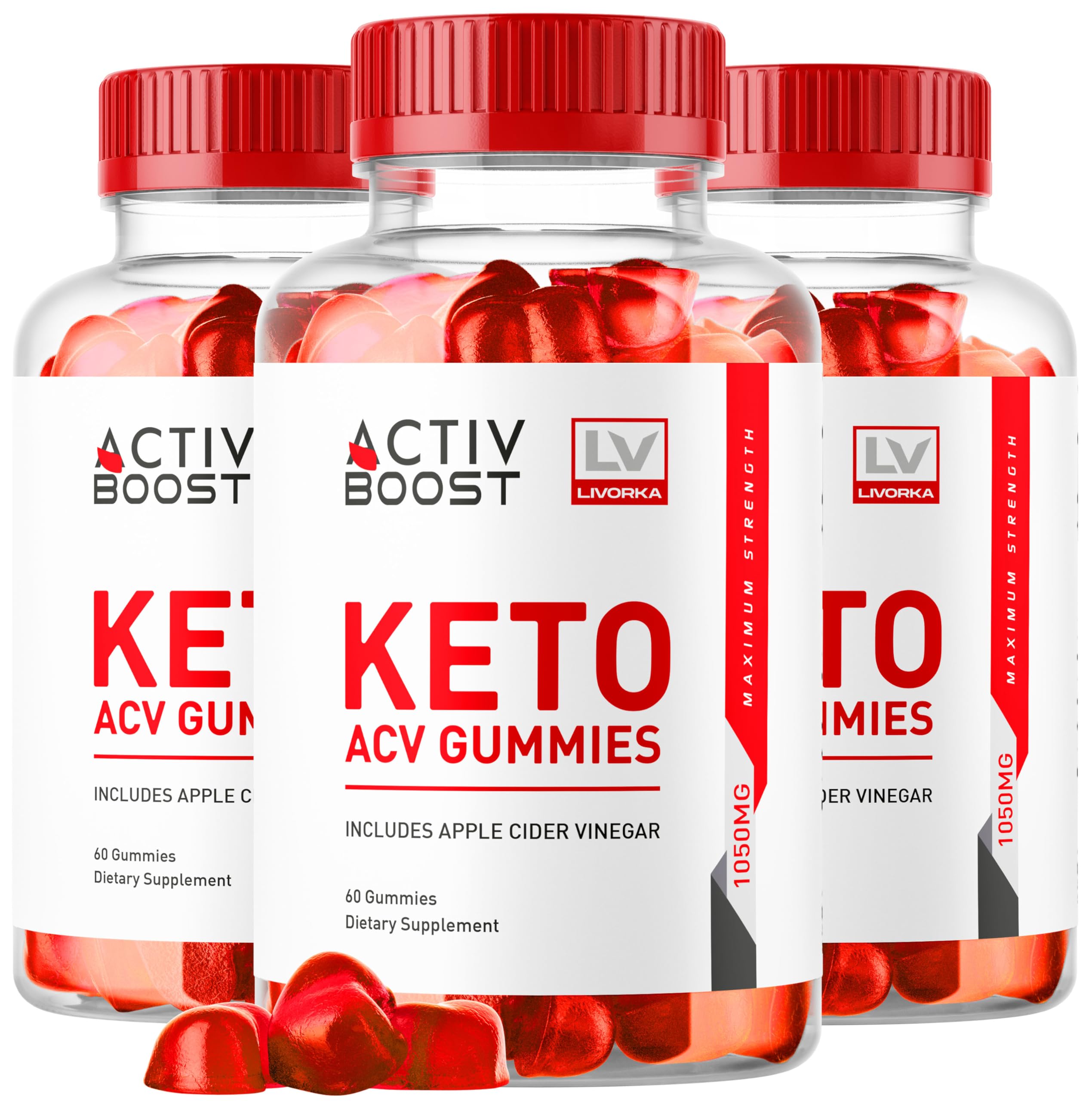 LIVORKA ActivBoost Keto Gummies bottle showing three-month supply for keto on the go.