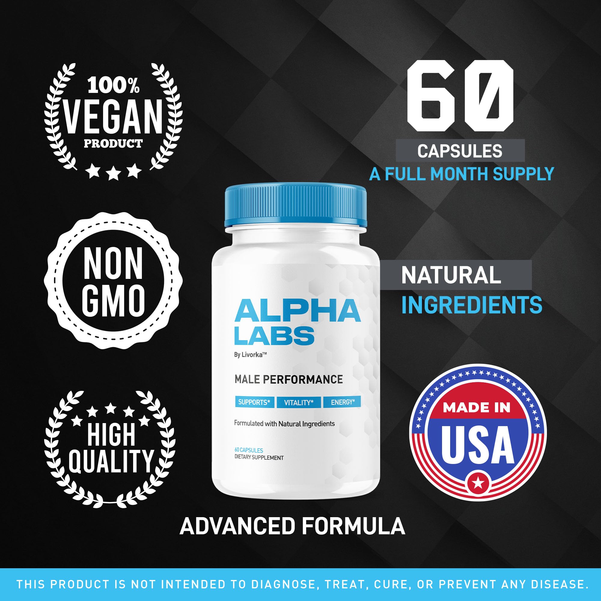 LIVORKA Alpha Labs bottle open revealing ready-to-take capsules.