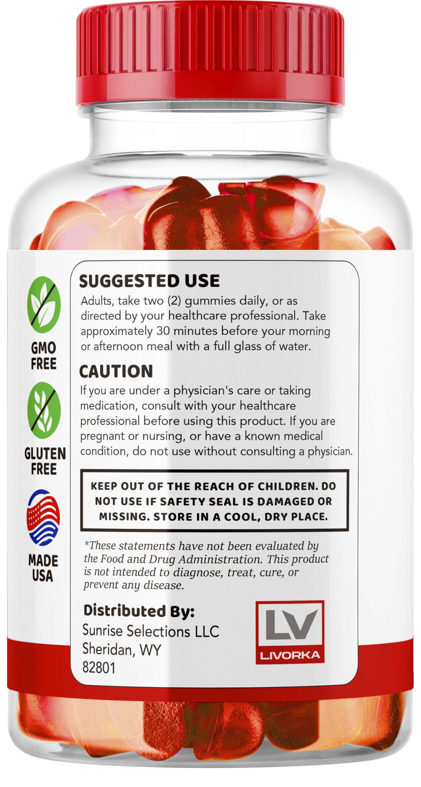 Packaging box front highlighting vegan, non-GMO quality and GMP standards.