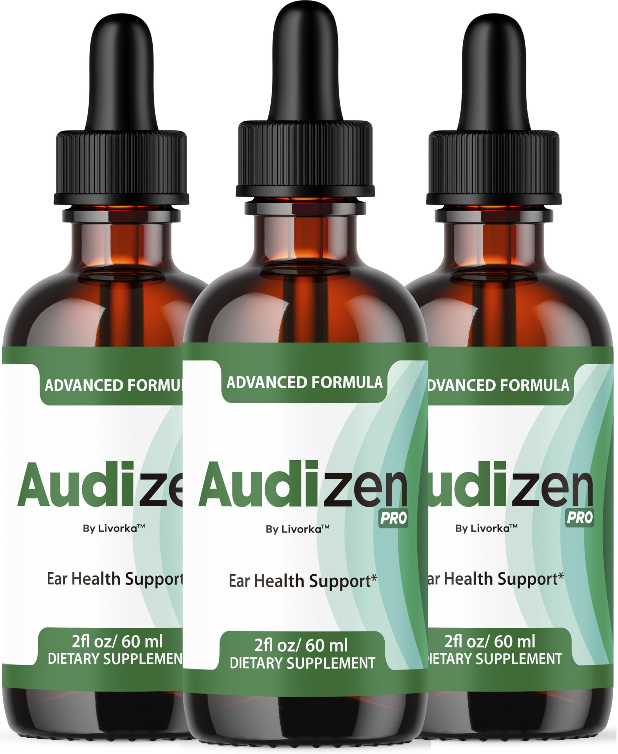 LIVORKA Audizen Pro drops 3-pack bottles ready for daily ear wellness