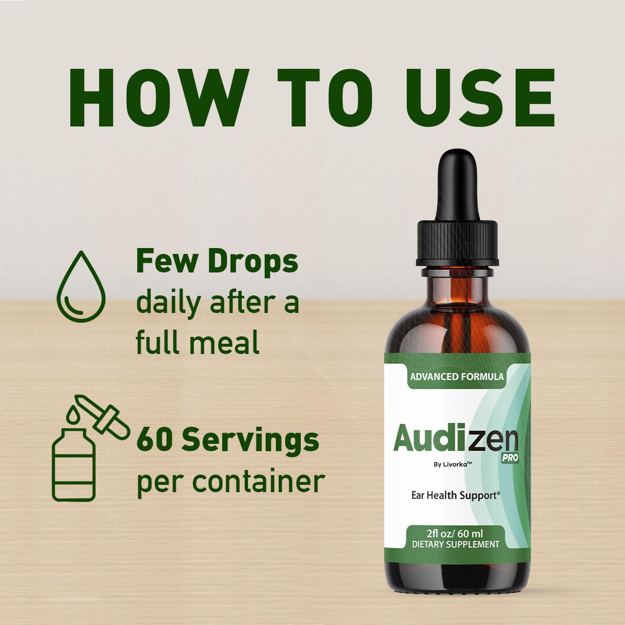LIVORKA Audizen Pro drops placed directly in the mouth for easy use
