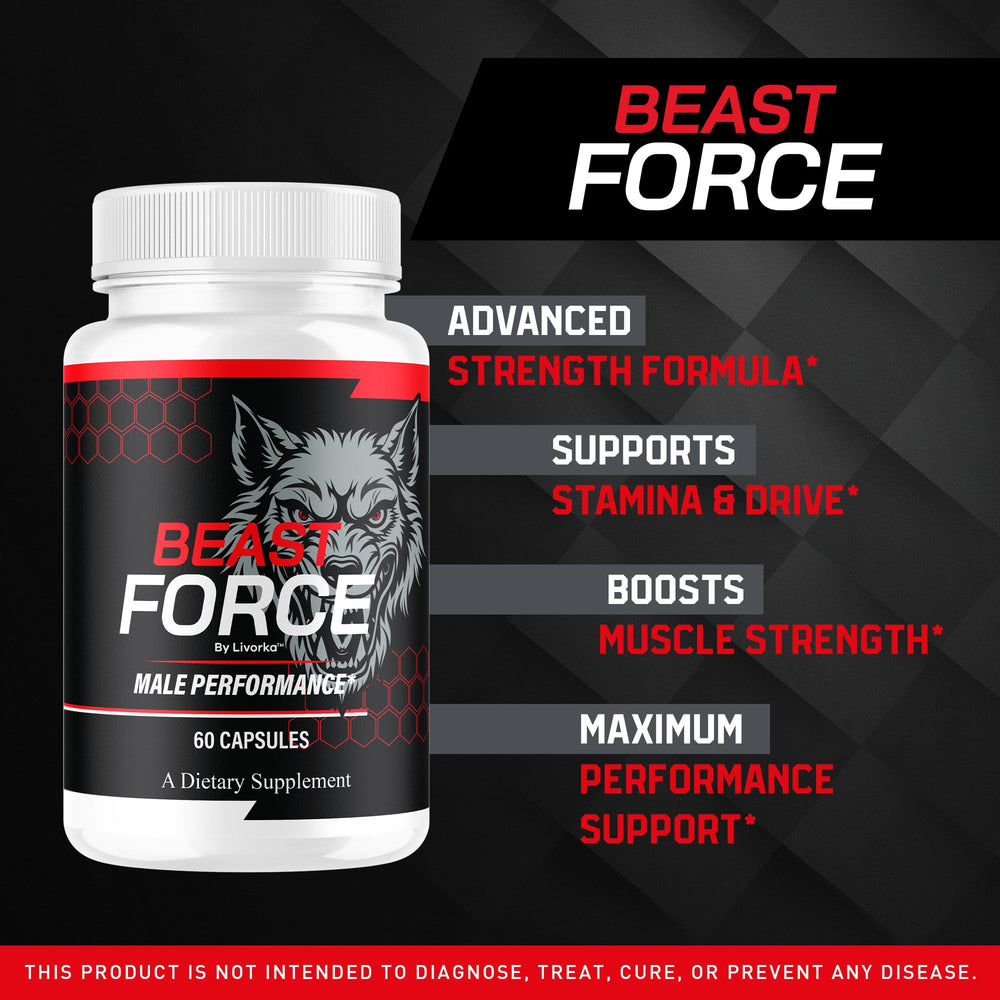 Close-up of Livorka Beast Force capsules showing natural formula