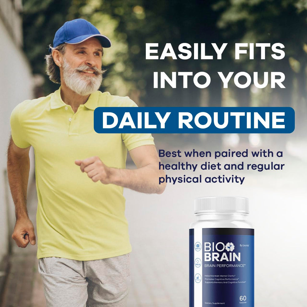 Cap on LIVORKA Bio Brain bottle indicating easy daily supplementation