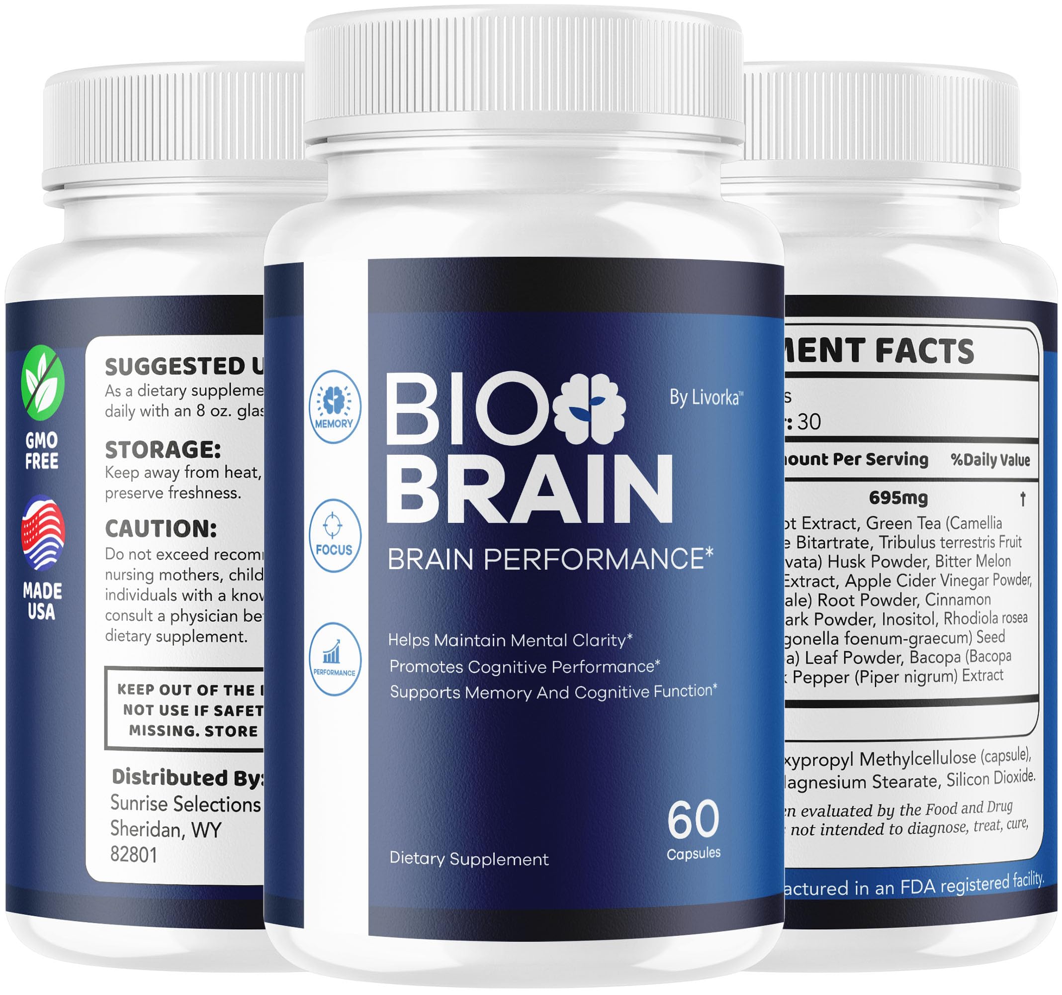 LIVORKA Bio Brain Capsules on-the-go bottle held in hand