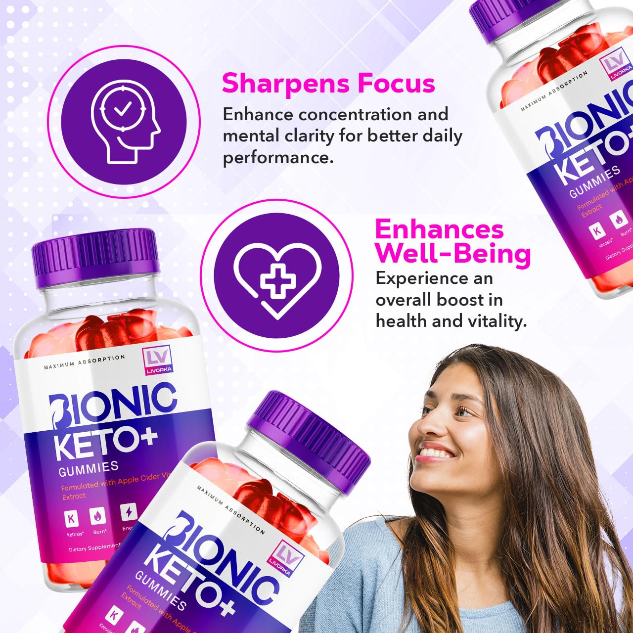 LIVORKA Bionic Keto gummies in hand showing portion control