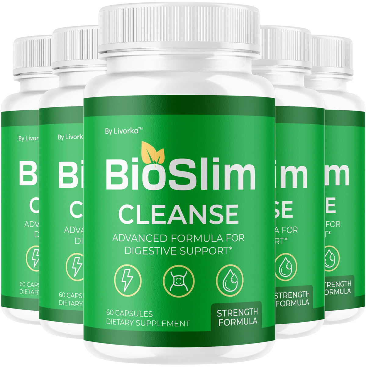 LIVORKA BioSlim Cleanse bottle front signals premium digestive wellness
