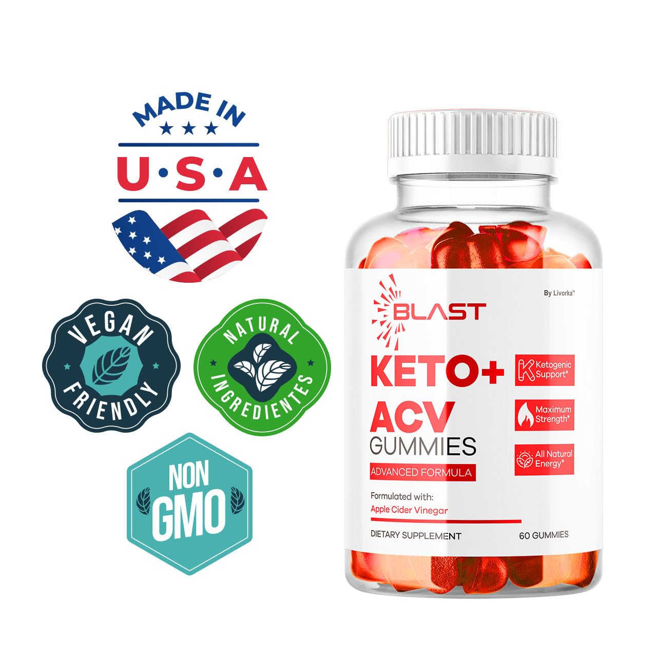 LIVORKA Blast Keto ACV Gummies ingredients panel for informed daily use.