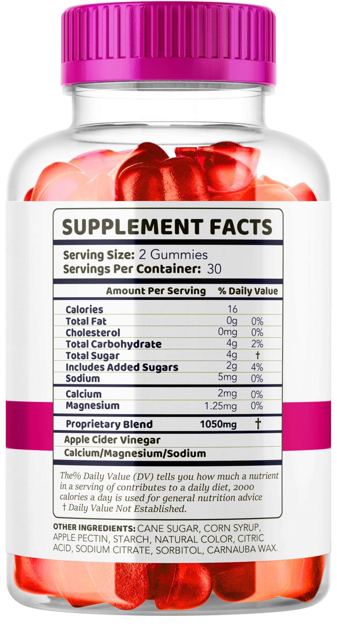 Label information for Bliss Keto ACV Gummies indicating dietary notes