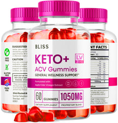 Nutrition label close-up on Bliss Keto ACV Gummies.