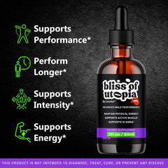 Livorka Bliss of Utopia Drops bottle side view highlighting premium formula for focus.