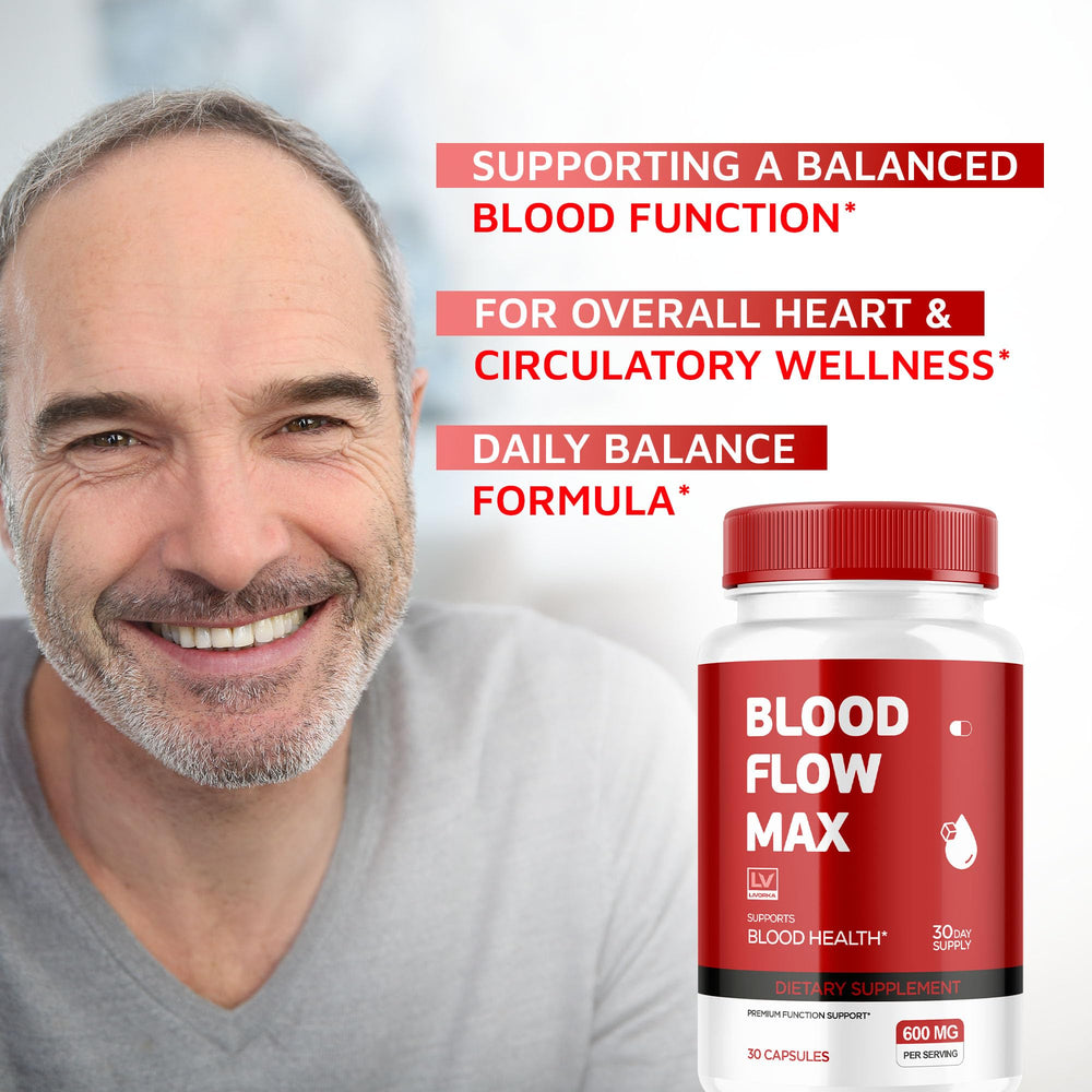 LIVORKA Blood Flow Max capsules close-up on a clean surface for daily wellness