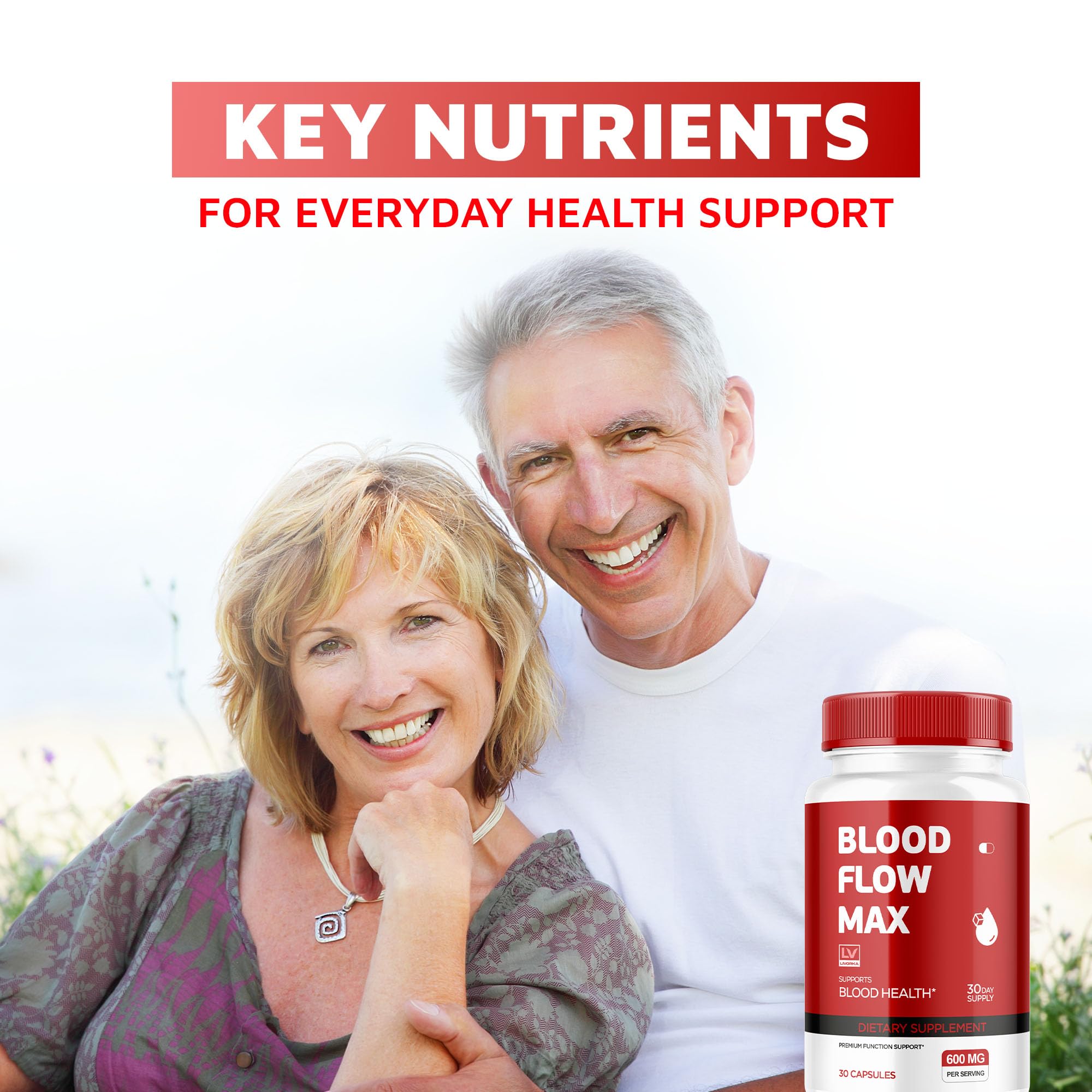 LIVORKA Blood Flow Max pills with clear label highlighting wellness support