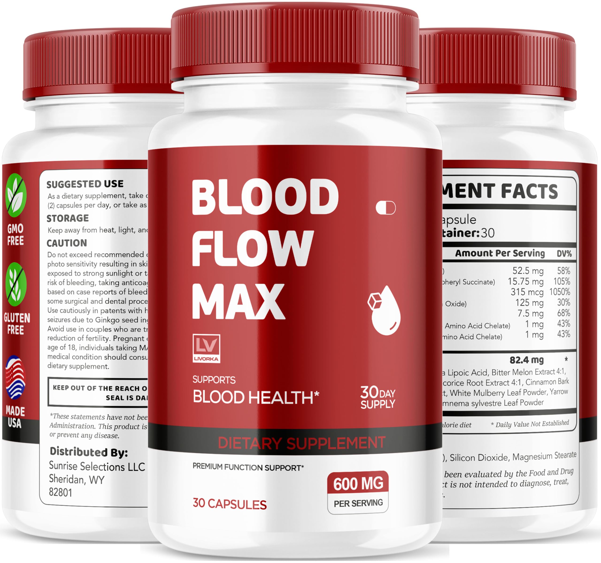 LIVORKA Blood Flow Max two-month-supply on shelf