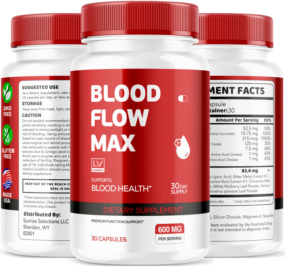 LIVORKA Blood Flow Max two-month-supply on shelf