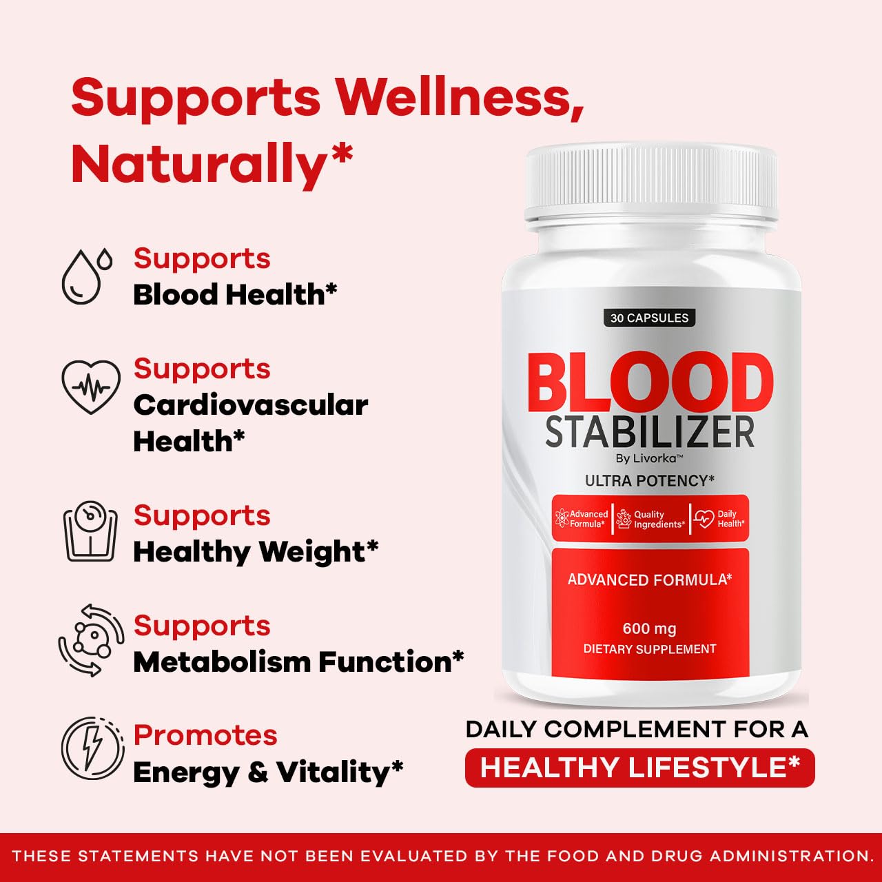 LIVORKA Blood Stabilizer cap closeup highlighting capsule texture and quality.
