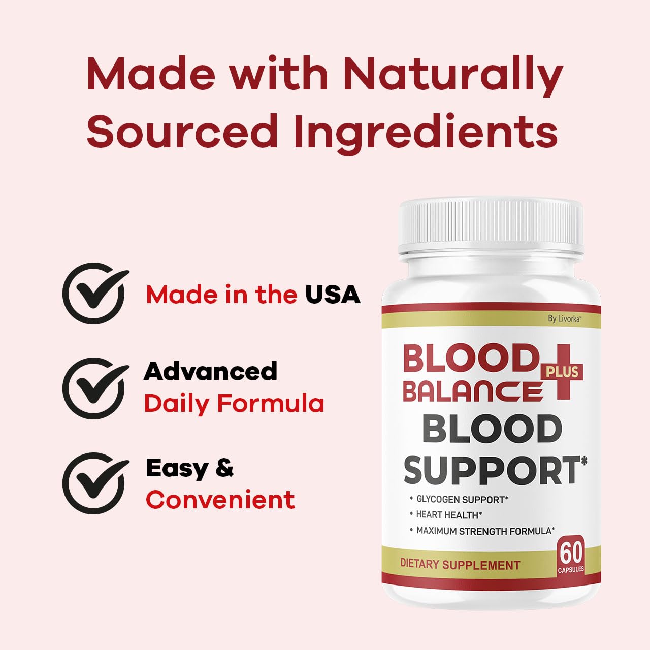 LIVORKA BloodBalance Plus capsules dispensing scene suggests convenient daily routine
