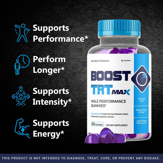 LIVORKA Boost TRT Max gummies close-up highlighting the tasty natural formula