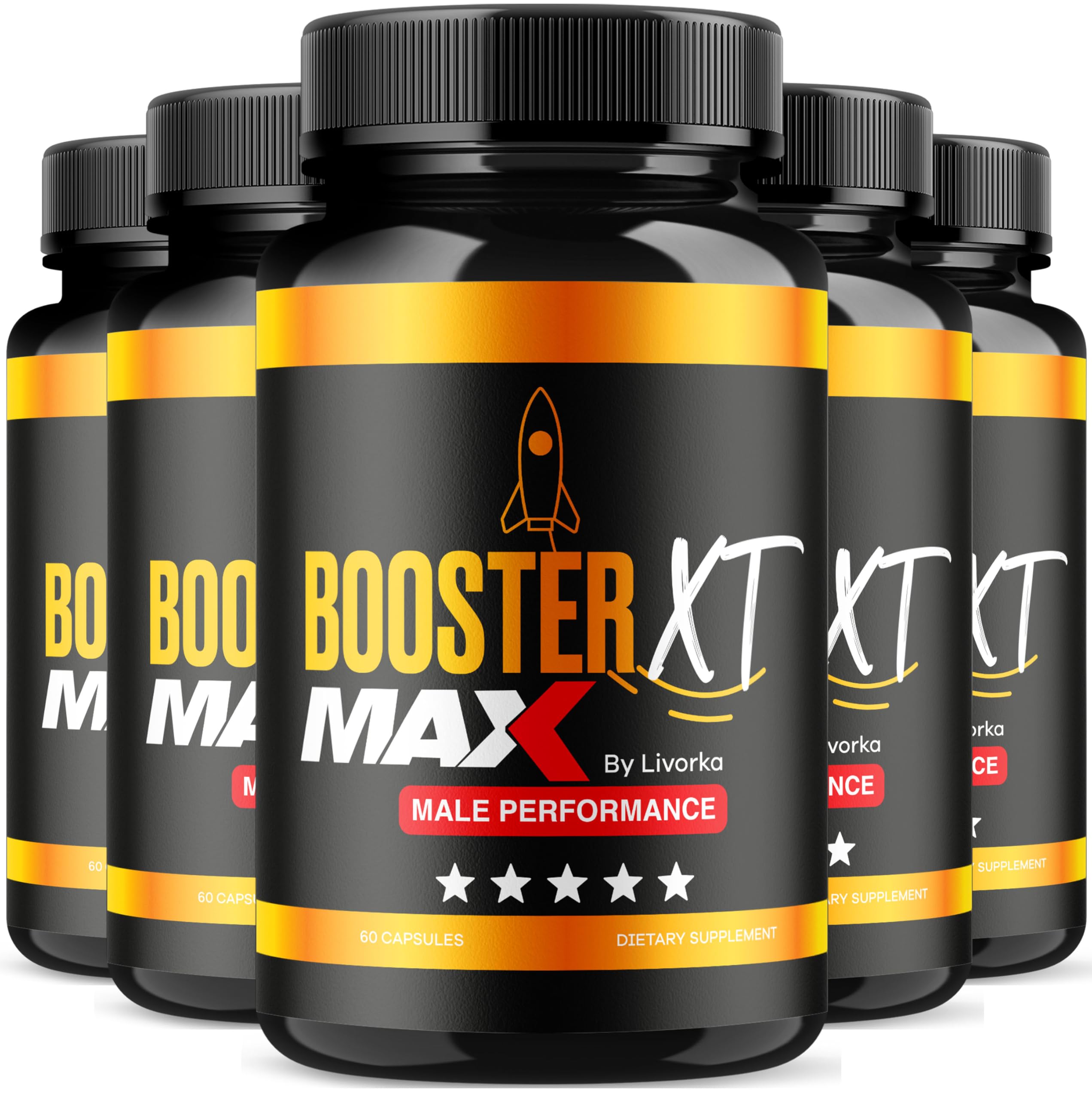 LIVORKA BoosterXT capsules on bottle closeup for potential daily energy support.