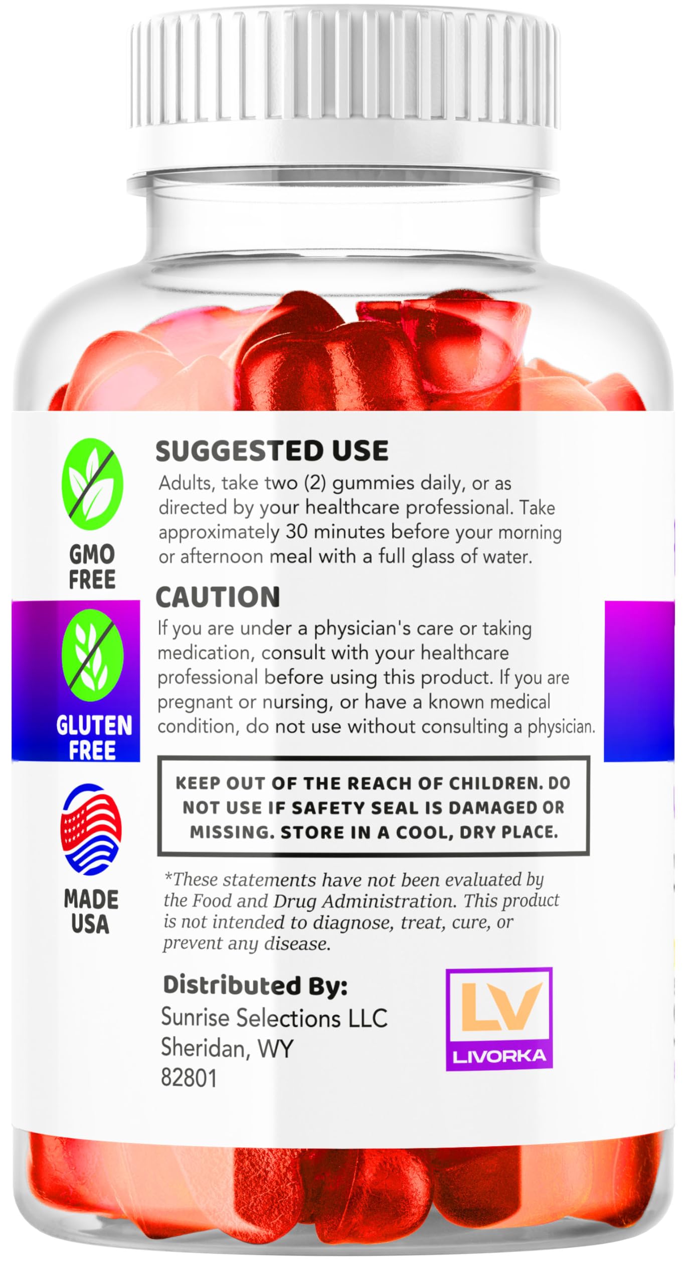 LIVORKA bottle pour gummies demonstrates simple on the go dosing.
