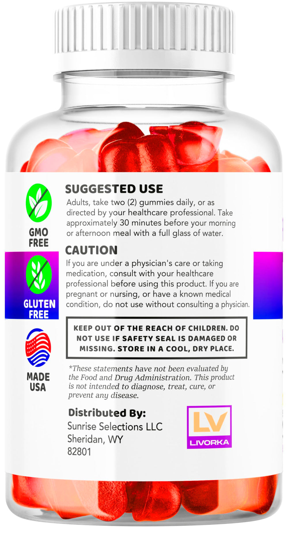 LIVORKA bottle pour gummies demonstrates simple on the go dosing.