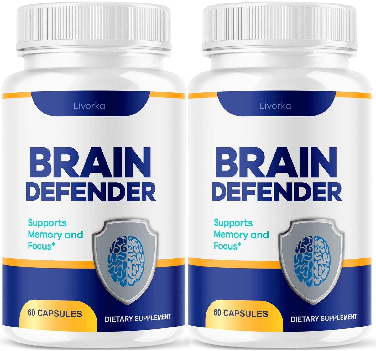 LIVORKA Brain Defender bottle pack supports daily cognitive focus and clarity.