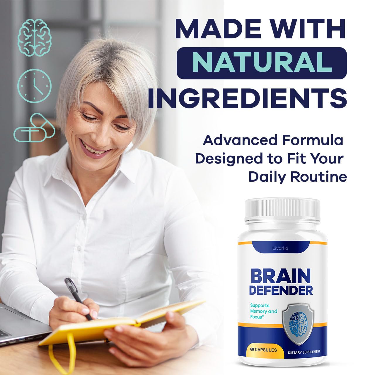 Close-up of LIVORKA Brain Defender ingredients label