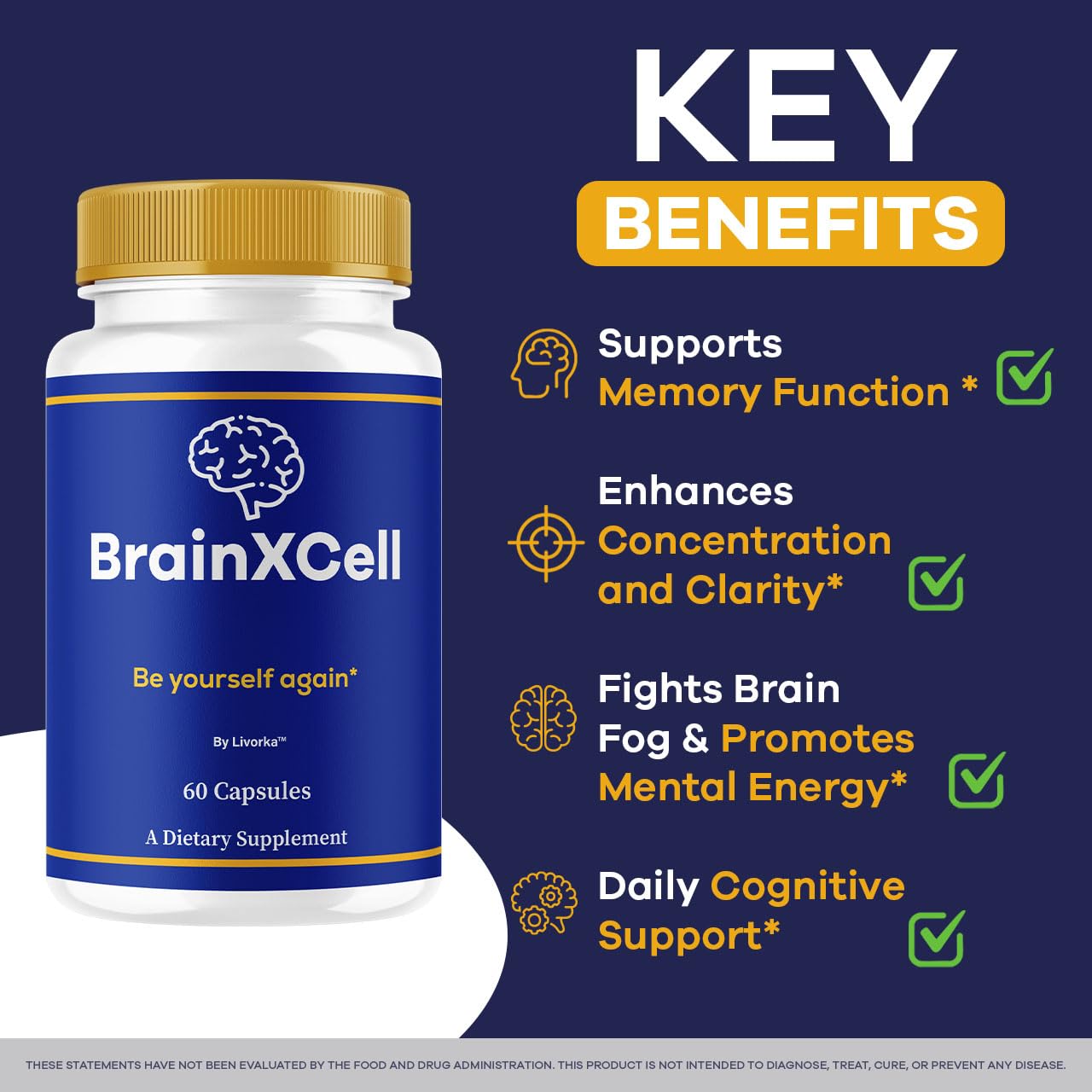 LIVORKA BrainXCell 3-Pack packaging view emphasizes natural premium vitamins