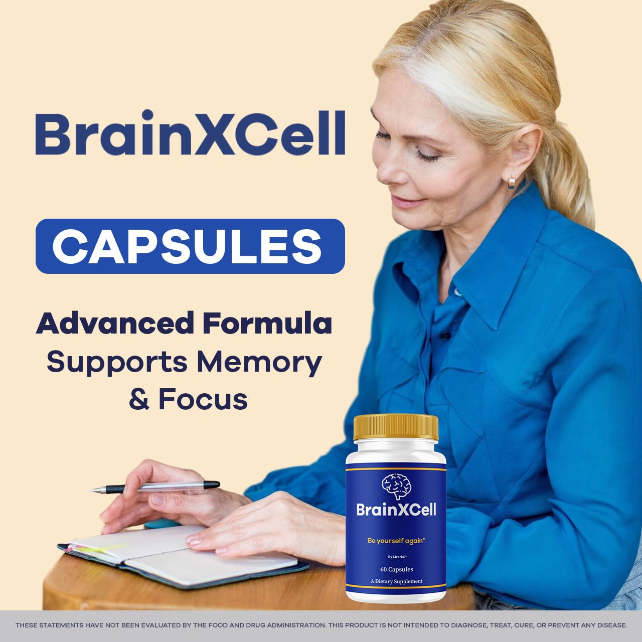 LIVORKA BrainXCell 3-Pack side bottles display compact supplement bottles for on-the-go routines
