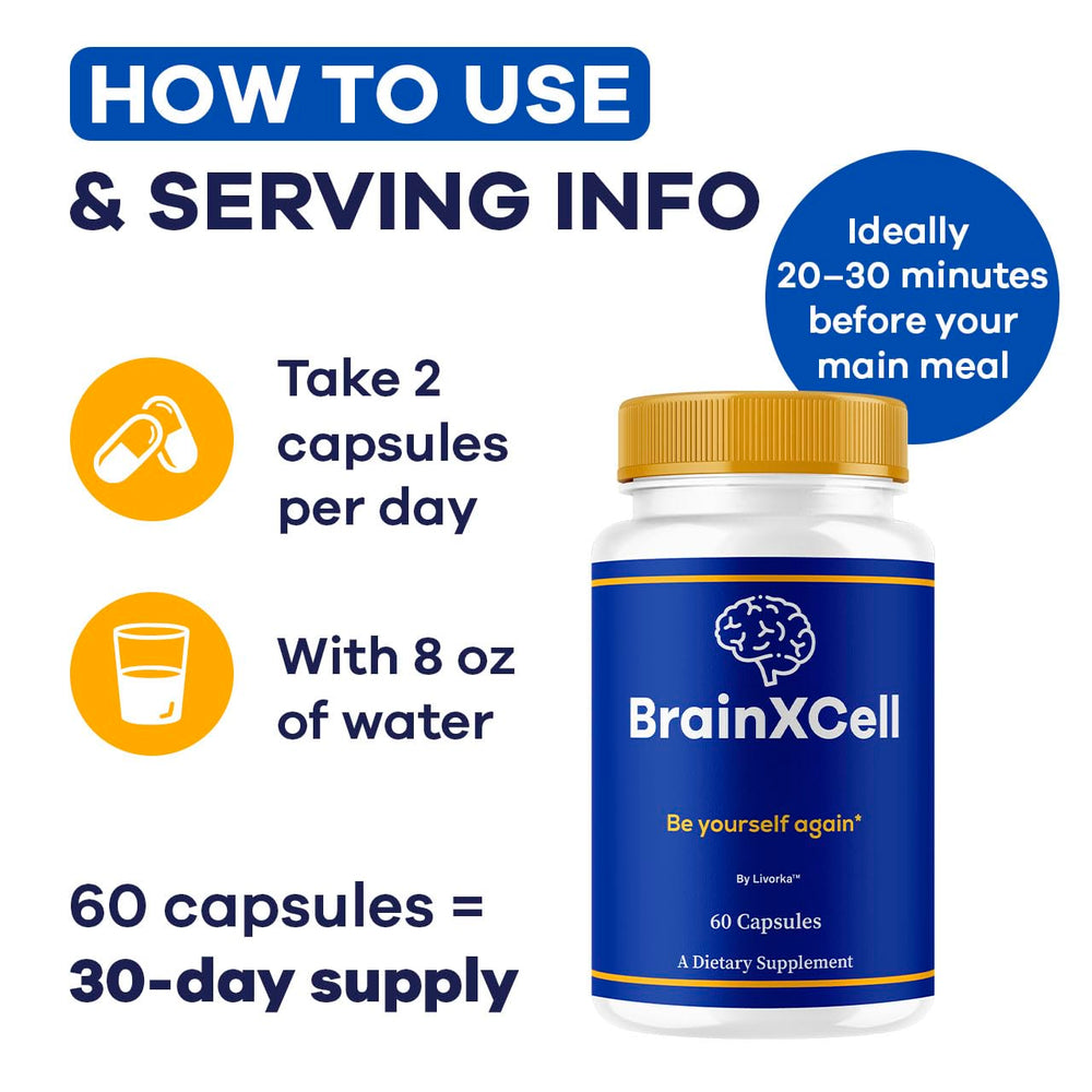 LIVORKA BrainXCell trio bottles on table suggest convenient daily dosage planning