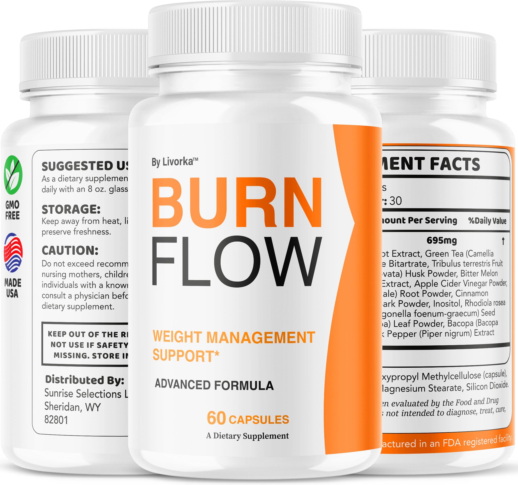 LIVORKA Burn Flow packaging on display for retail showcase.