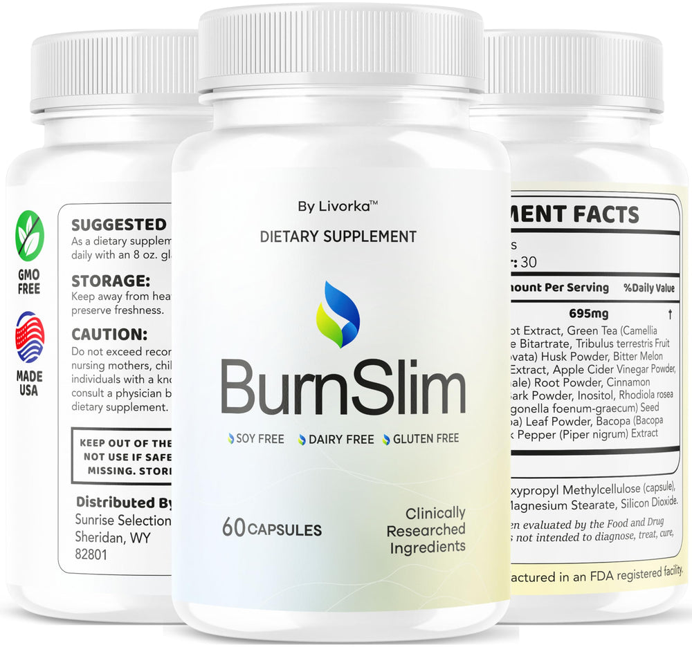 LIVORKA Burn Slim Capsules GMP facility background conveys quality assurance and safety.