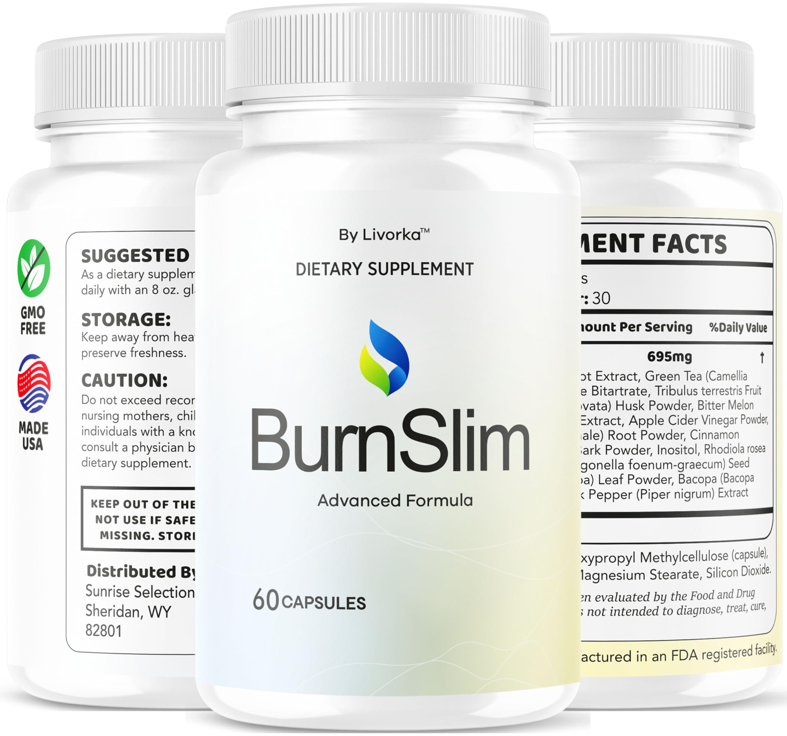 Made in USA badge on LIVORKA Burn Slim packaging.