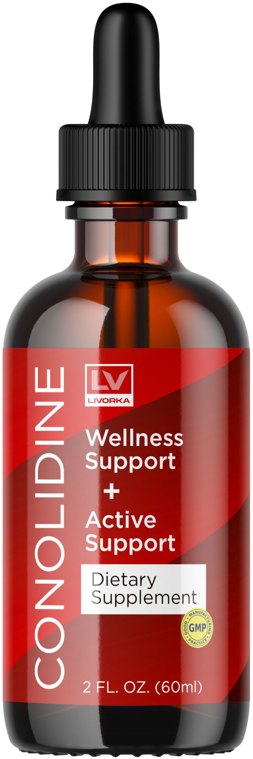 LIVORKA Conolidine Drops bottle on a clean surface with dropper for easy daily dosing