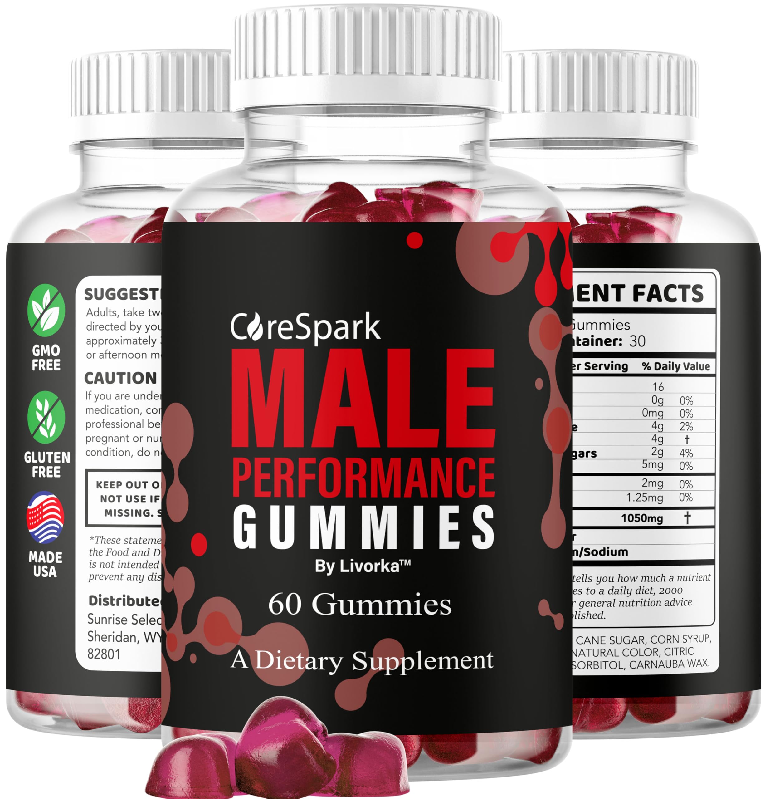 LIVORKA CoreSpark Gummies label-detail highlights nutrients and usage