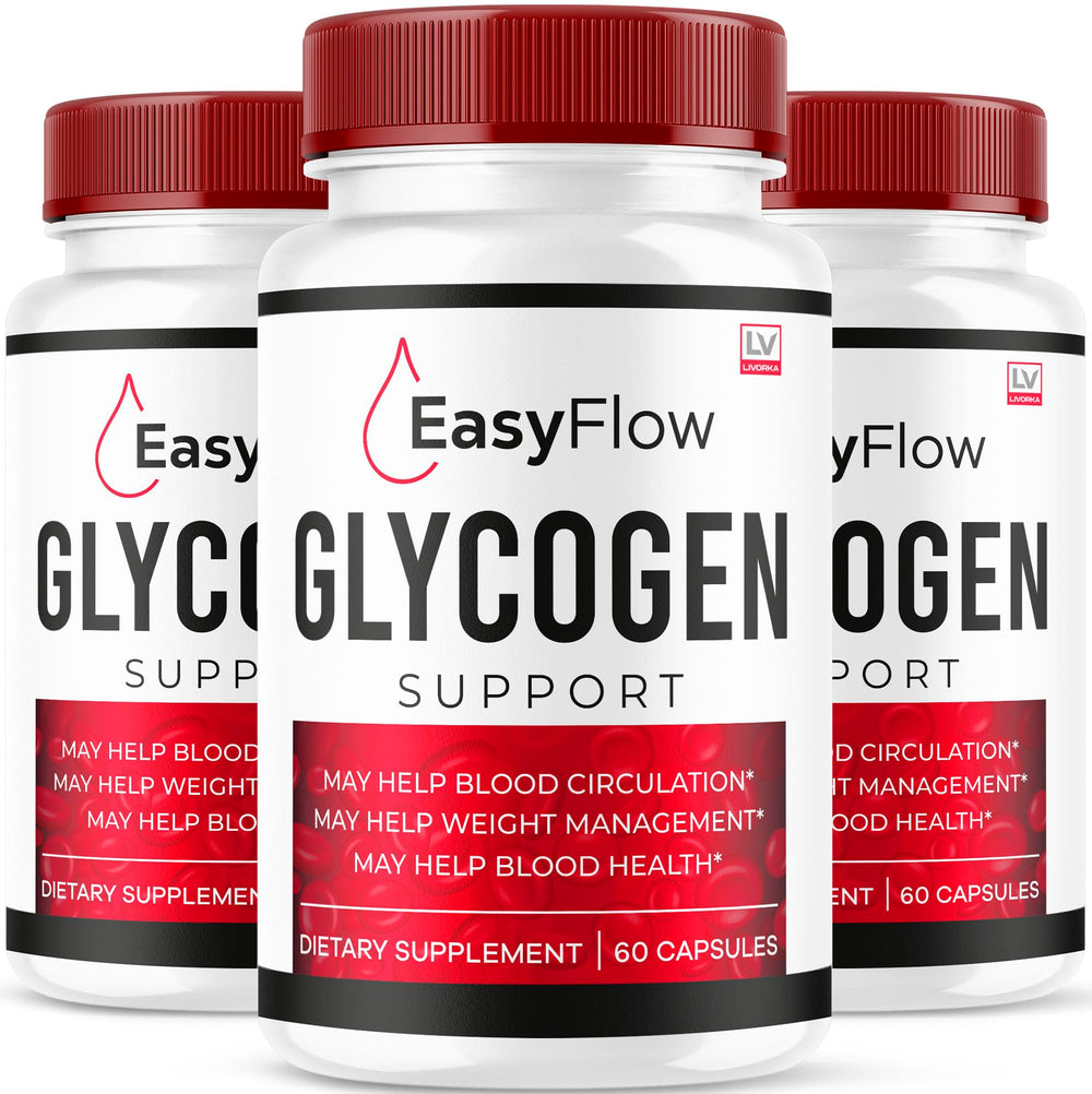 LIVORKA Easy Flow Glycogen bottle on a clean surface, supports daily wellness.