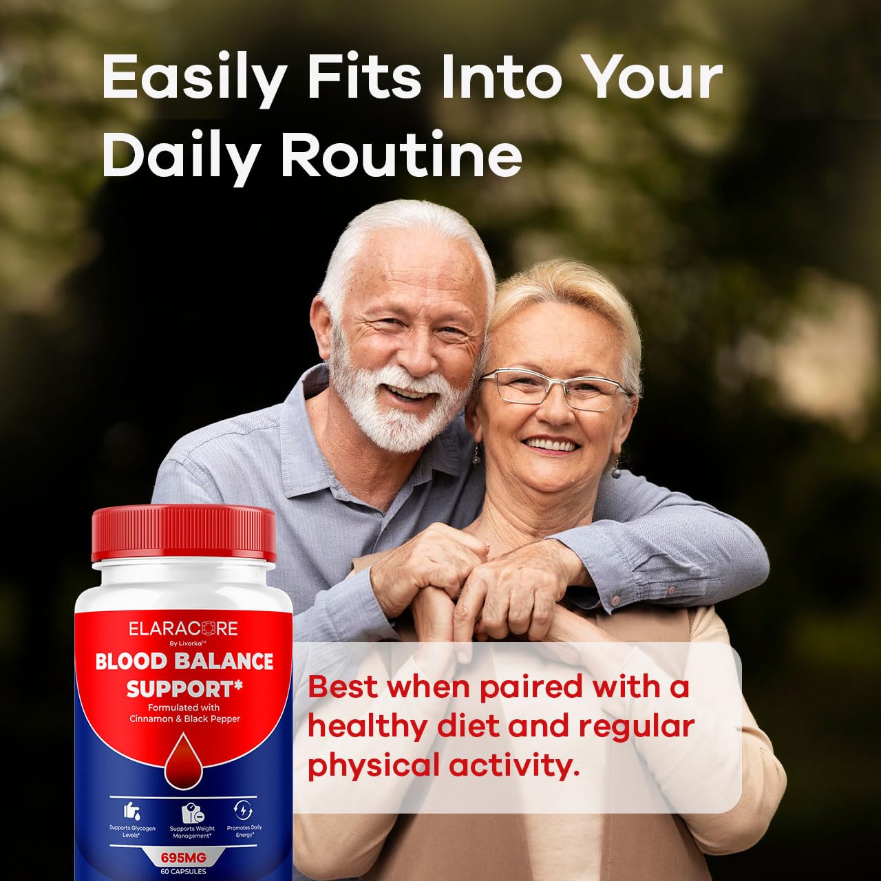 Livorka Elaracore pour of capsules demonstrating easy daily intake