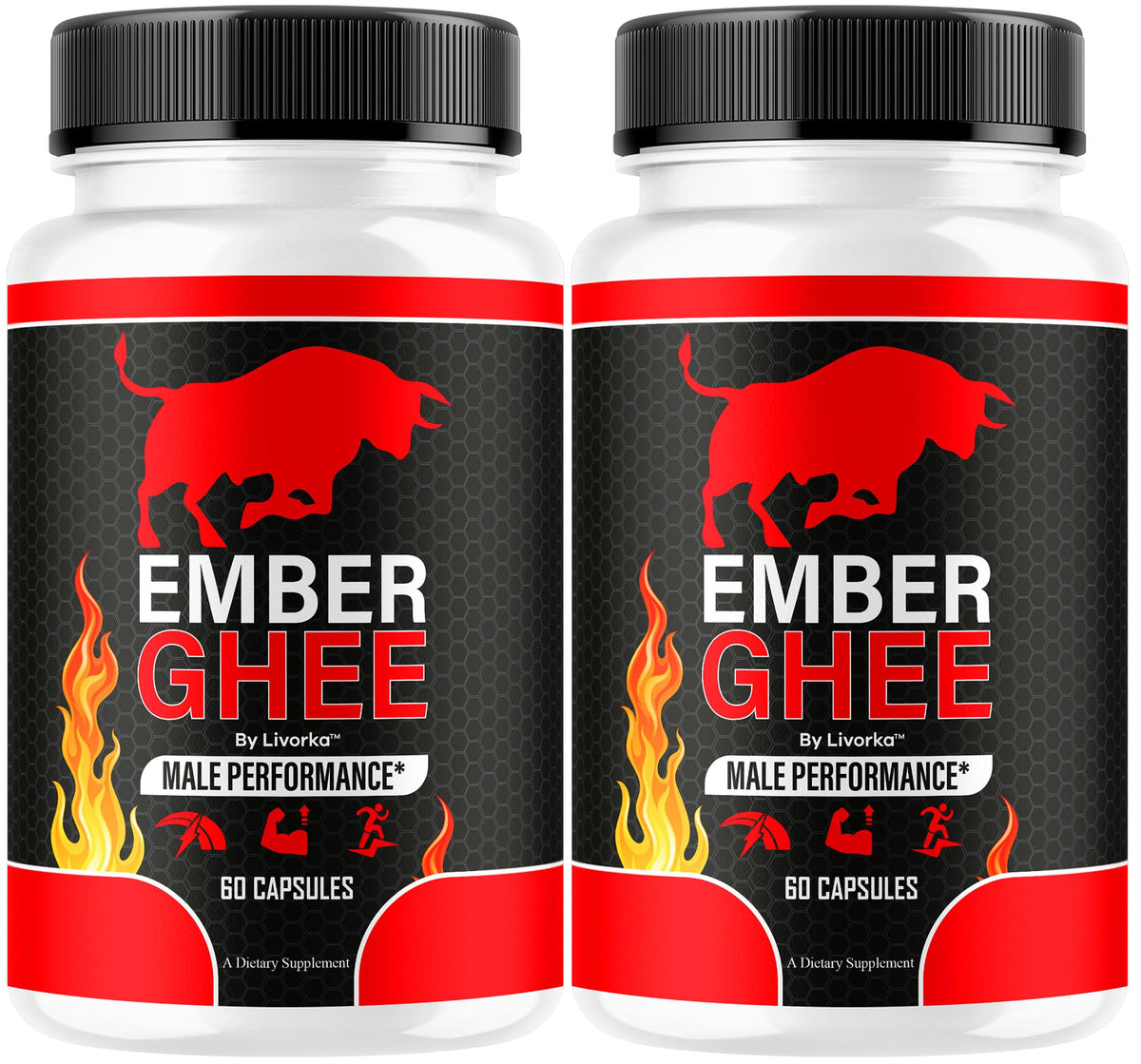 LIVORKA Ember Ghee Pills for Men bottle front highlights premium packaging for everyday wellness