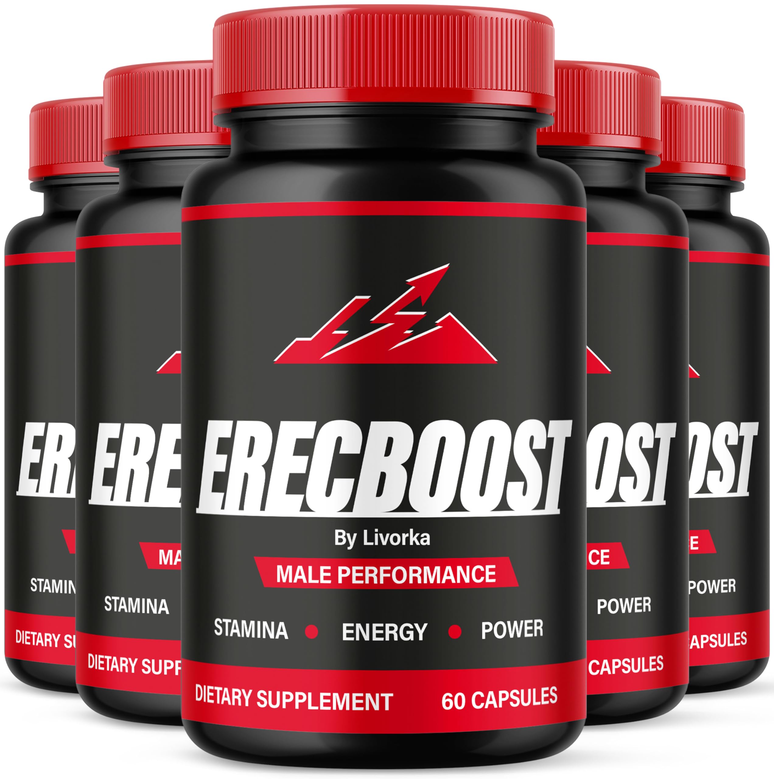 LIVORKA ErecBoost bottle with capsules, natural advanced formula for daily energy support.