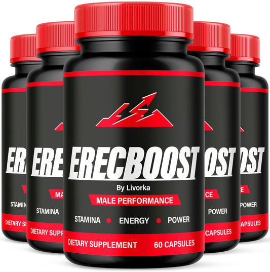 LIVORKA ErecBoost bottle with capsules, natural advanced formula for daily energy support.