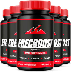 LIVORKA ErecBoost bottle with capsules, natural advanced formula for daily energy support.