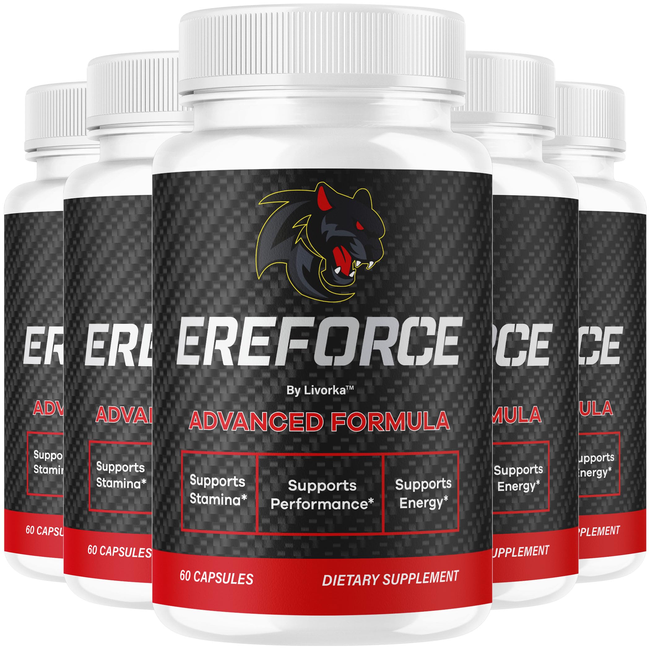 LIVORKA Ereforce bottle displaying five-month supply on a clean surface
