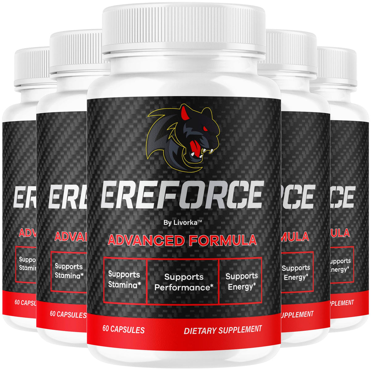 LIVORKA Ereforce bottle displaying five-month supply on a clean surface