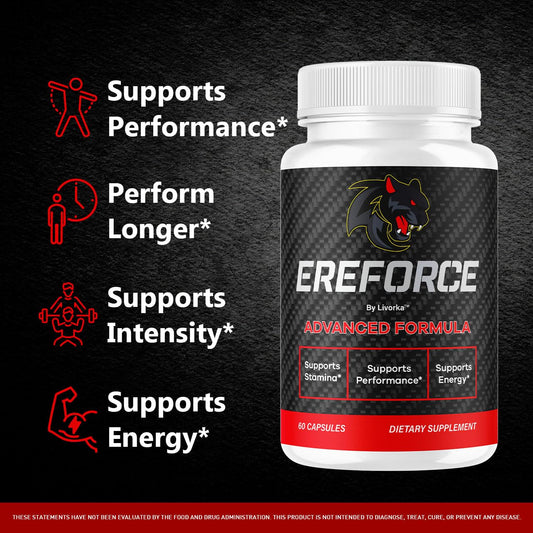 LIVORKA Ereforce capsules close-up showing premium all-natural ingredients