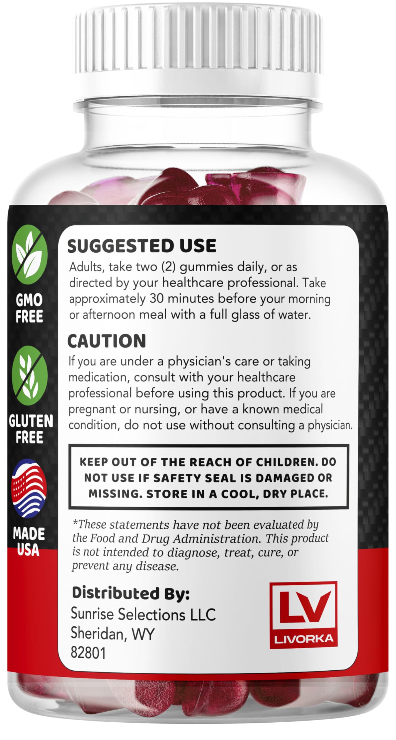 LIVORKA Ereforce Gummies month-supply graphic highlighting five months of use.