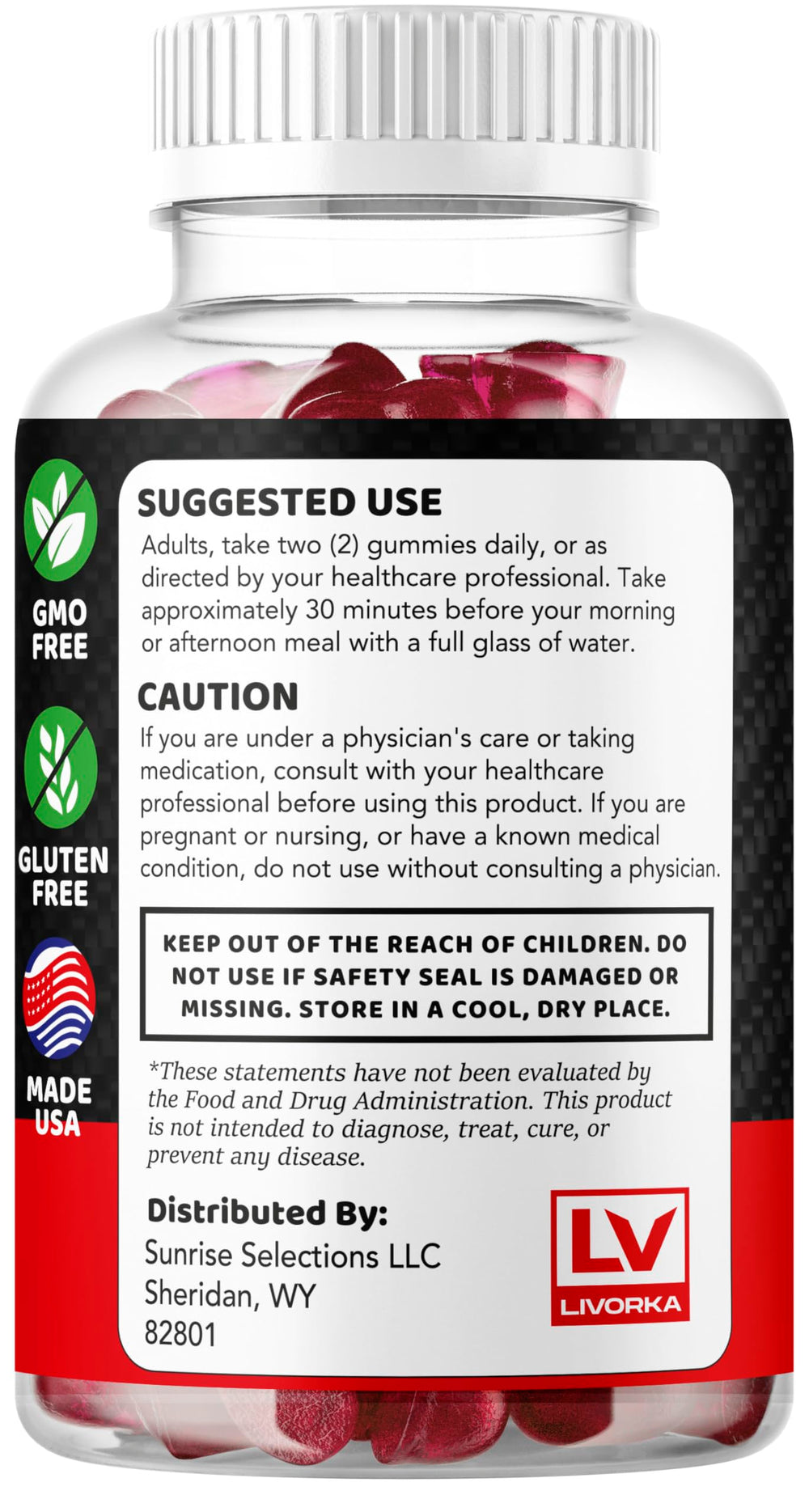 LIVORKA Ereforce Gummies month-supply graphic highlighting five months of use.