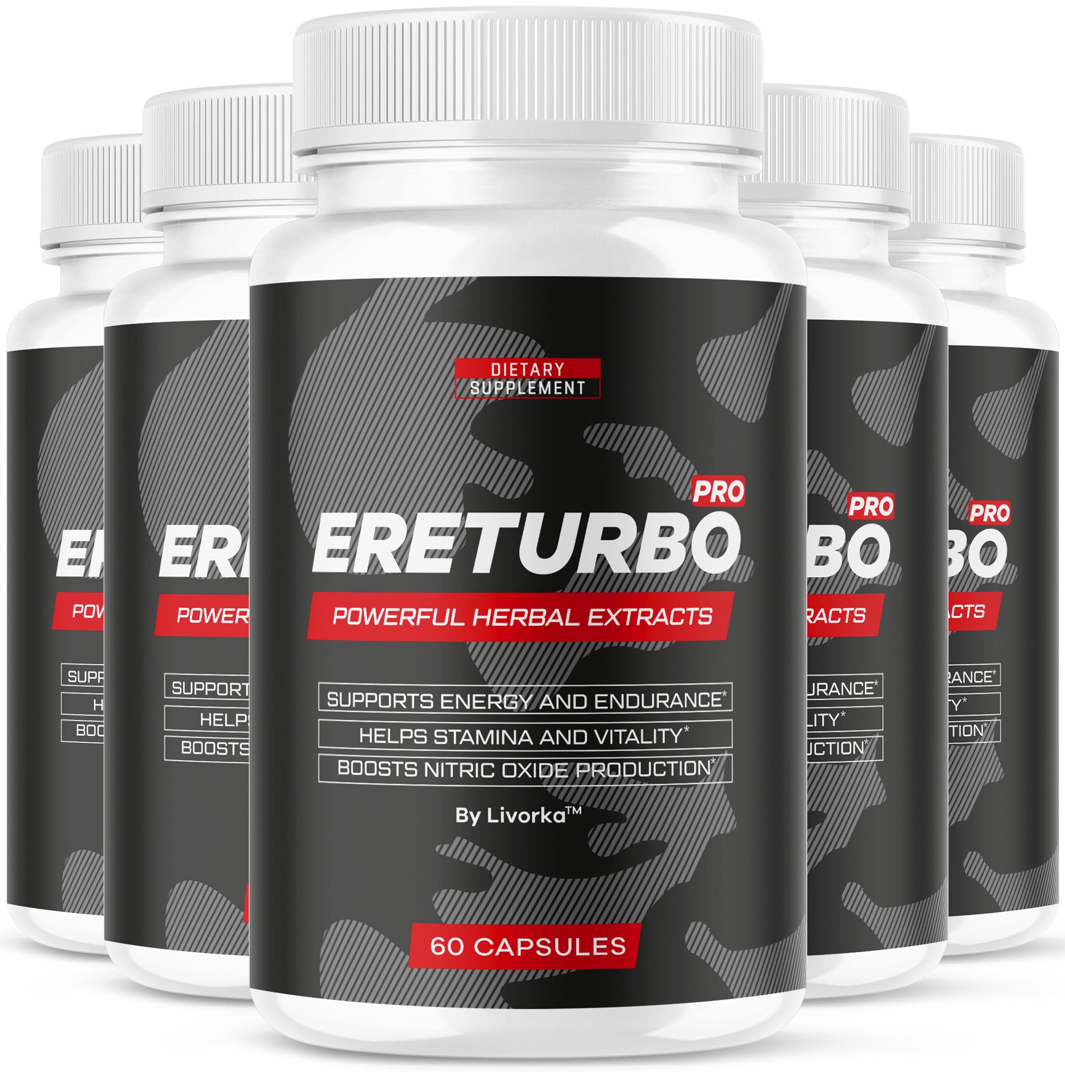 LIVORKA Ereturbo Pro pills bottle front for daily wellness support.
