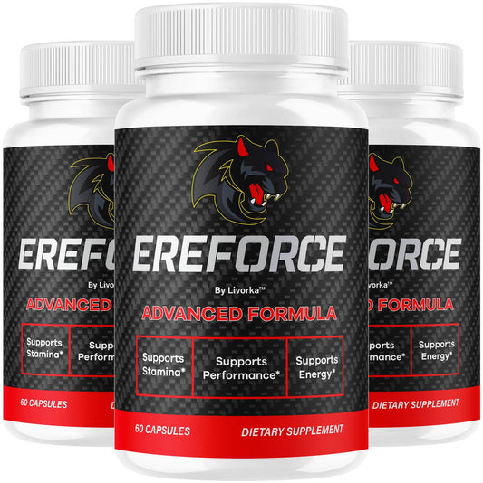 LIVORKA Ereforce bottle front with 180 all-natural capsules for daily wellness.