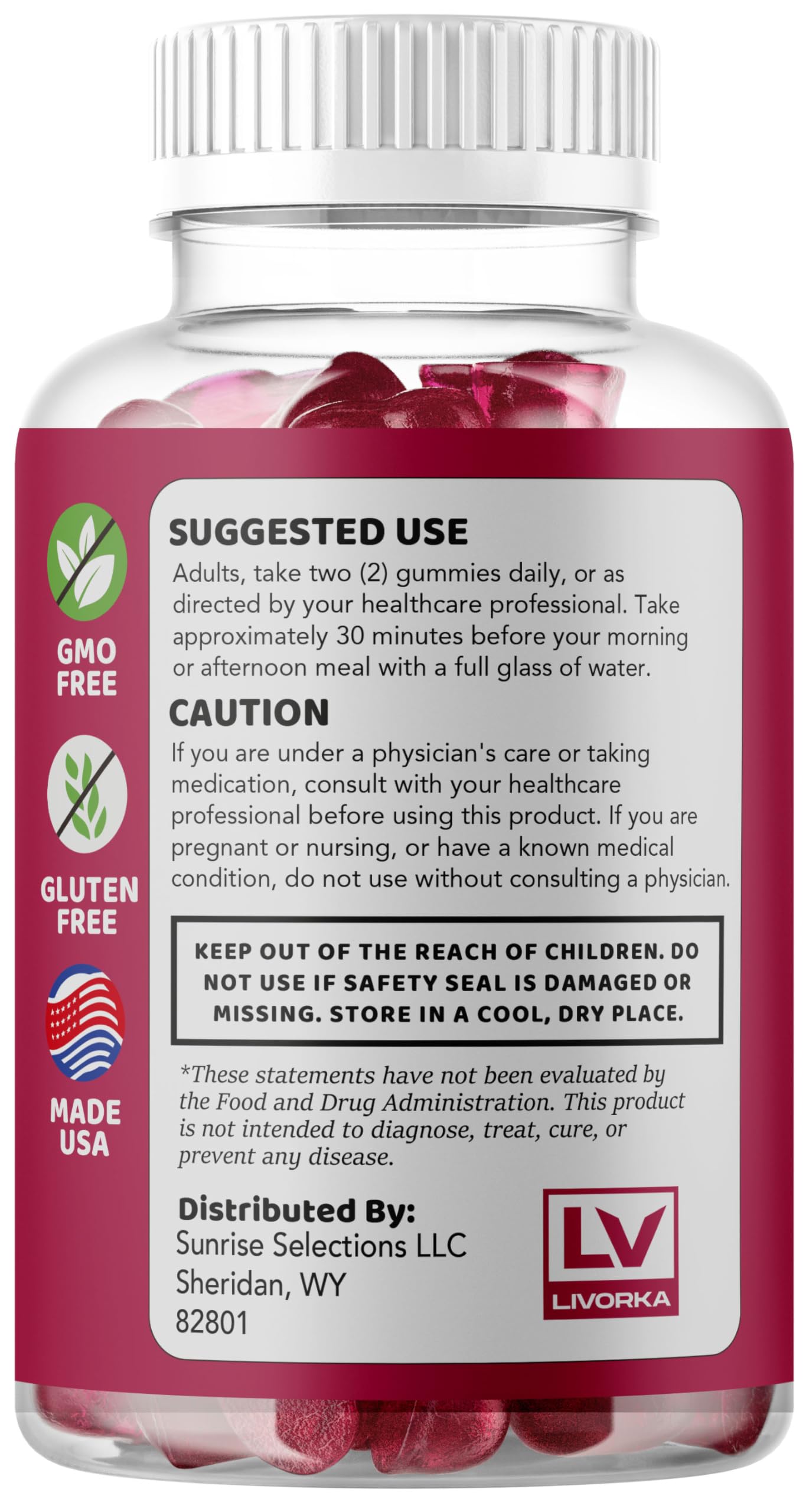 LIVORKA Eros Bites Gummies close-up highlighting texture for daily vitality.