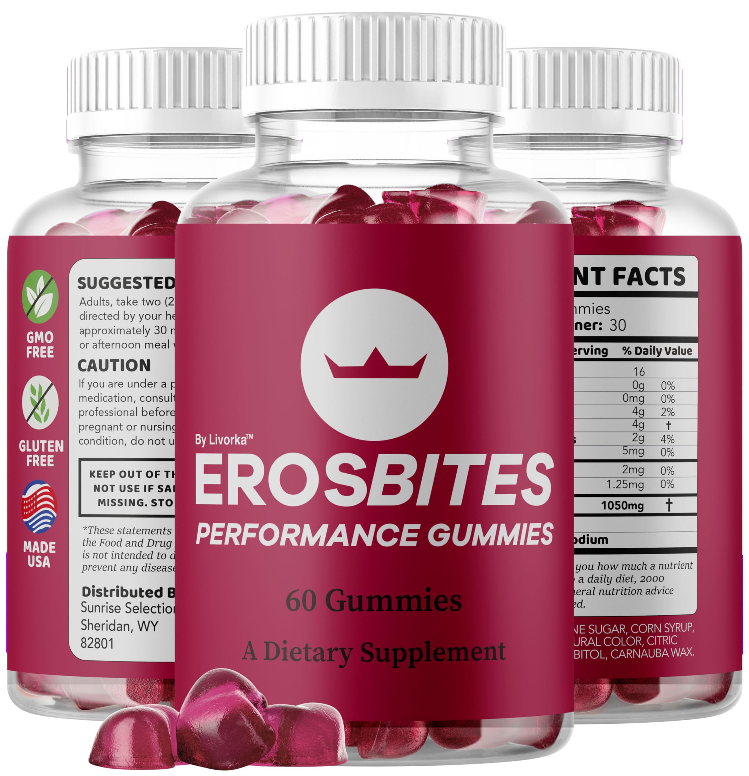 LIVORKA Eros Bites Gummies serving portion two gummies daily guidance