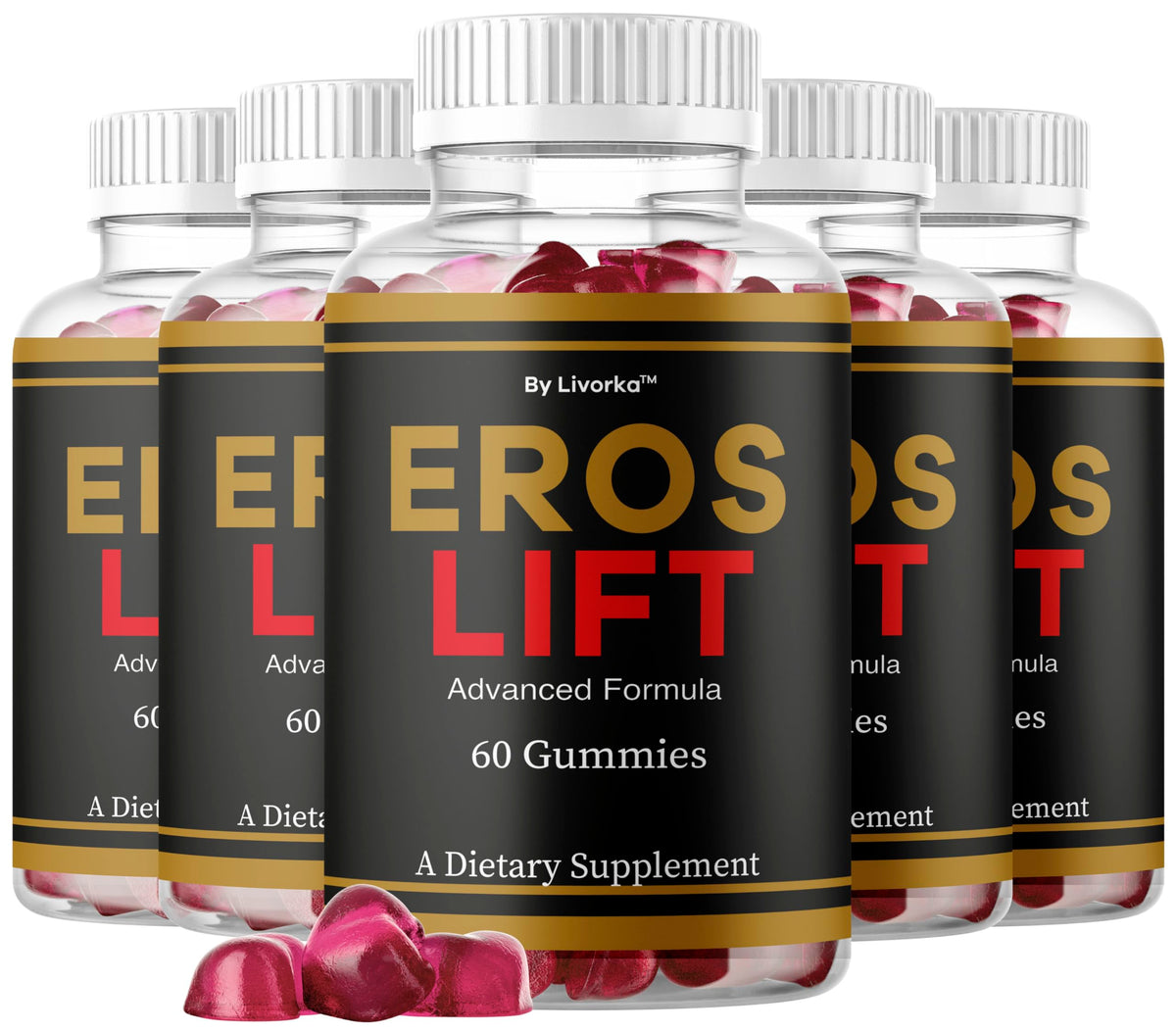 LIVORKA Eros Lift Gummies bottle front for daily wellness support.